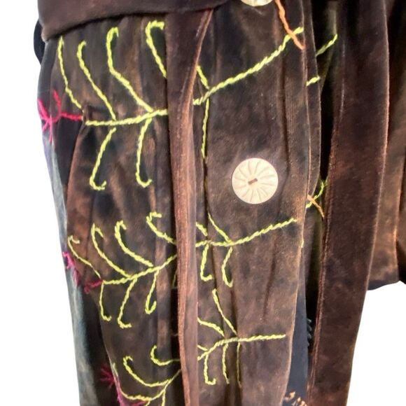Rising International Large Embroidered Long Boho Hippie Art Velvet Jacket - Picture 5 of 7